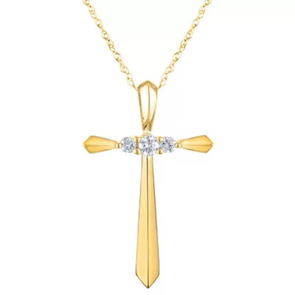 0.13 CT. T.W. Diamond Cross Pendant 14K Gold
