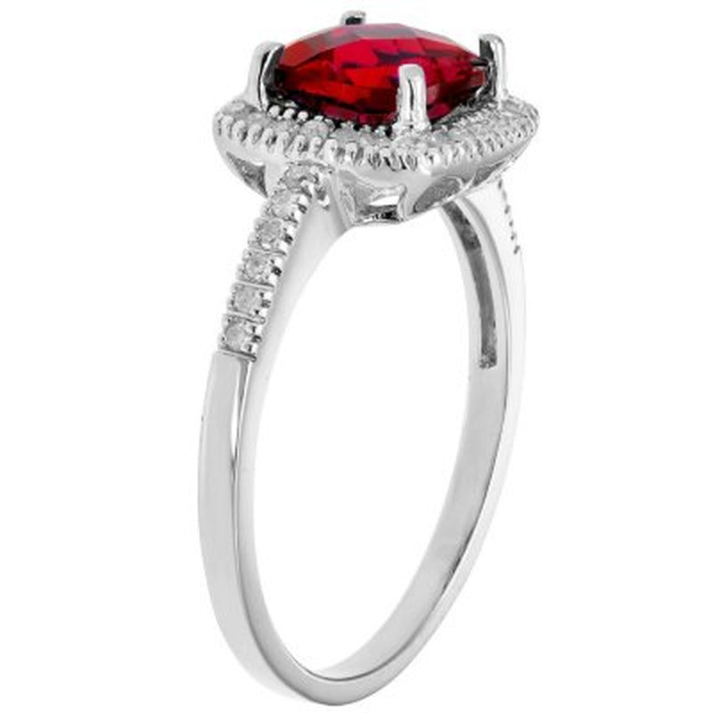 Garnet and 0.18 CT. T.W. Diamond Ring in 14K Gold