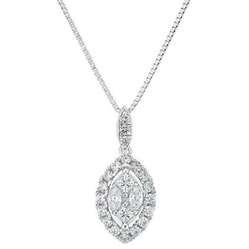 0.23 CT. T.W. Composite Diamond Marquise Frame Pendant in 14K Gold