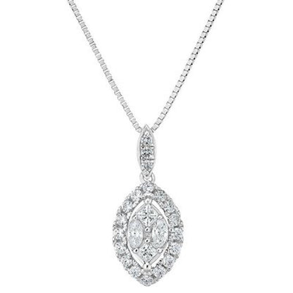 0.23 CT. T.W. Composite Diamond Marquise Frame Pendant in 14K Gold