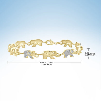 White Diamond Accent 14Kt Gold-Plated Elephant Bracelet, 7.50