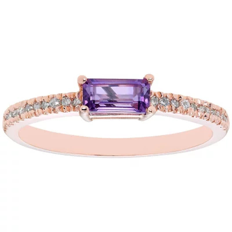 Amethyst and 0.10 CT. T.W. Diamond Ring in 14K Gold