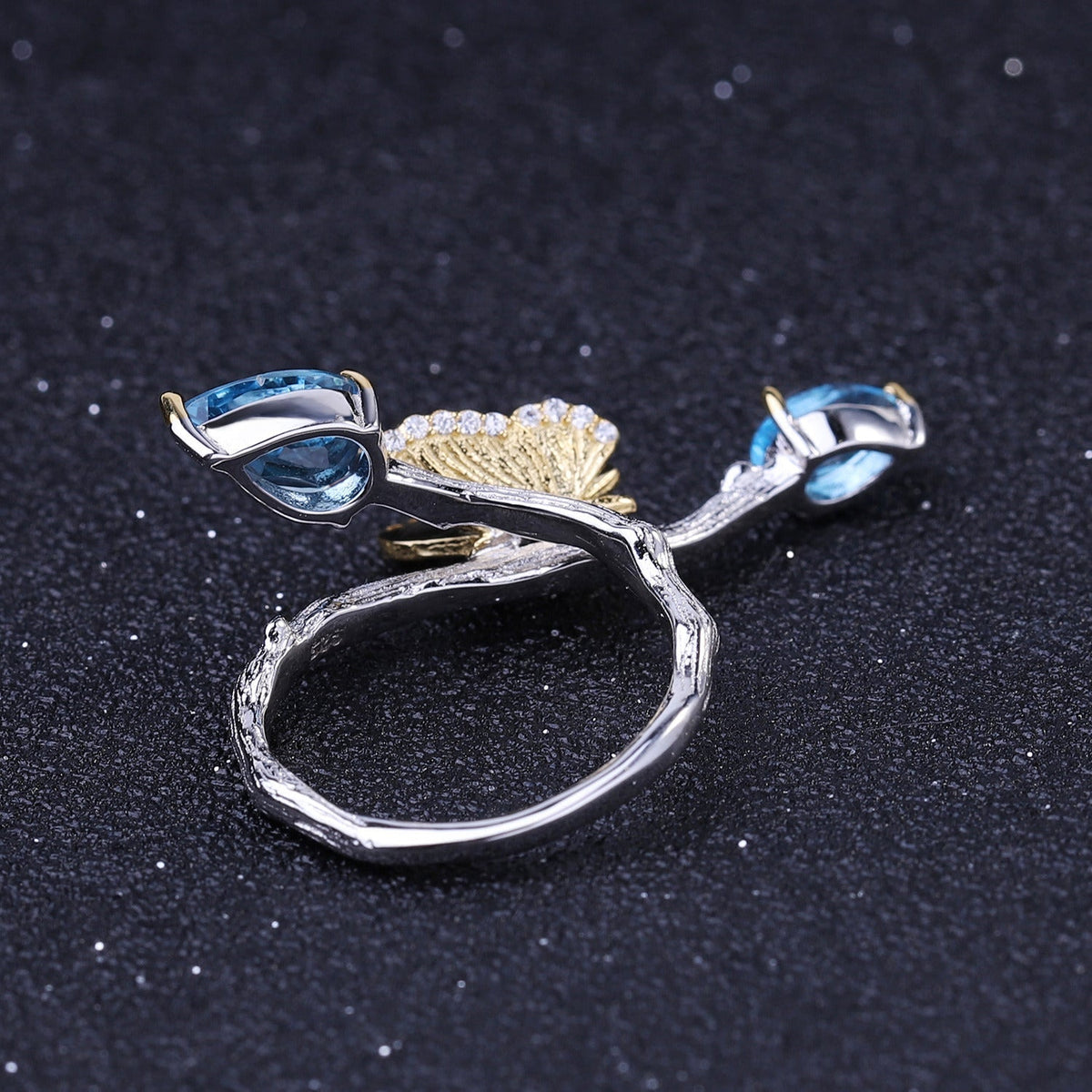 Natural Topaz Simple Natural Wind Butterfly Ring