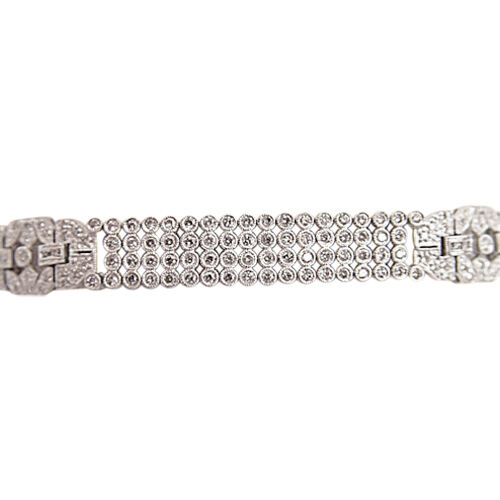ROUND BRILLIANT CUT DIAMOND ANTIQUE STYLE CHANNEL PRONG SET DIAMOND BRACELET