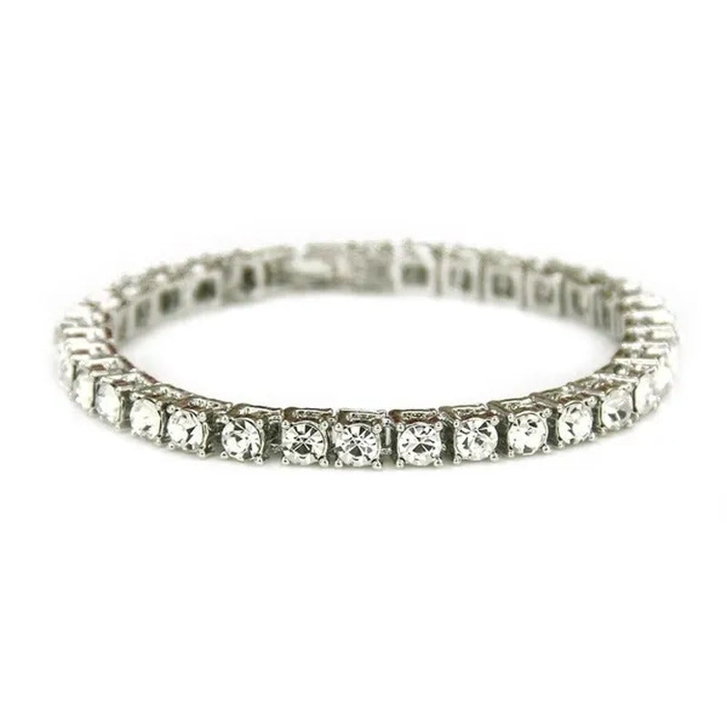 2021 Lastest Hip Hop Mens Iced Out Diamond Crystal Single Row Tennis Bracelet Si