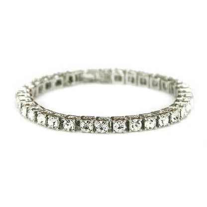2021 Lastest Hip Hop Mens Iced Out Diamond Crystal Single Row Tennis Bracelet Si