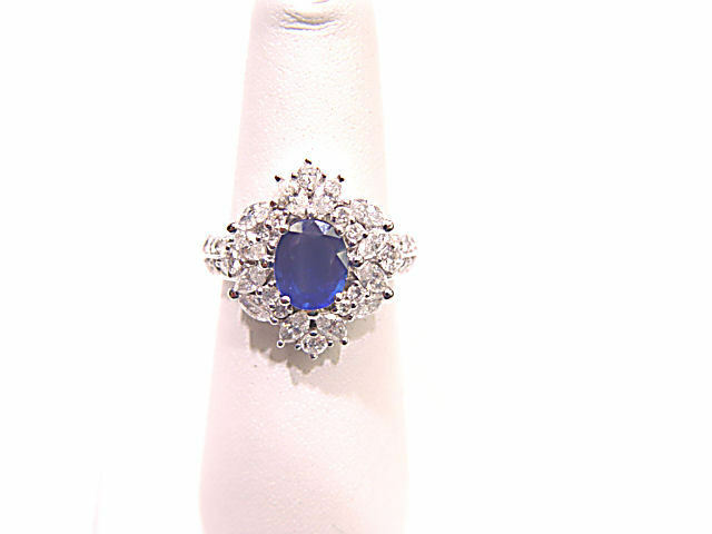 1.79 CT OVAL SAPPHIRE 1.72 CT ROUND AND MARQUISE CUT DIAMOND SAPPHIRE DIAMOND
