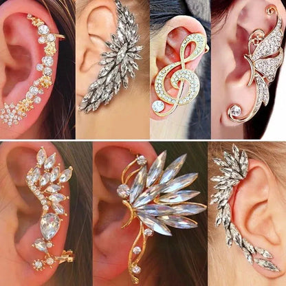 New Fashion Women Ladies Causal Crystal Diamond Clip Ear Cuff Stud Women Punk Wr
