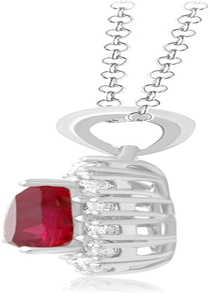Pear Shape Natural Ruby & round Cut Lab Grown Diamond Pear Shape Pendant Necklac