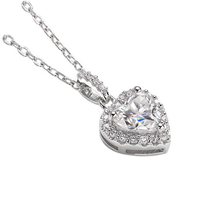 European and American Fashion Heart-Shaped Mosang Stone Necklace Women