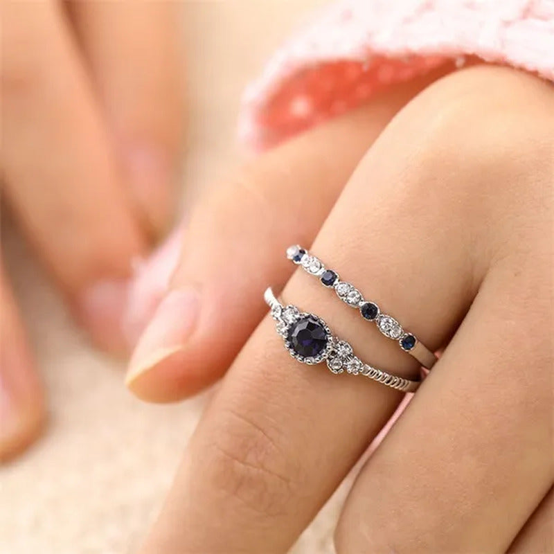 2Pcs/Set Classic 925 Sterling Silver round Cut Gemstones Sapphire Birthstone Bri
