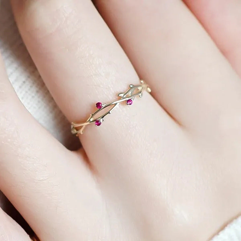 Simple Fashion Natural Ruby Gemstone Bridal Wedding Ring for Womens Engagement W
