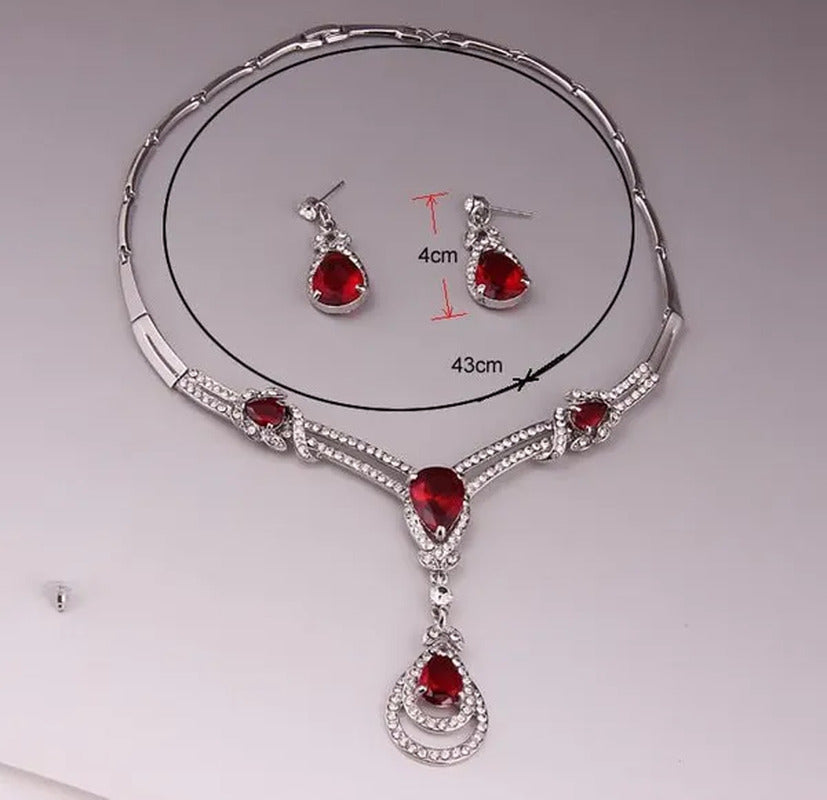 HOT Sale RED Garnet Ruby Topaz 18K Yellow/White Gold Plated Crystal Water Drop N