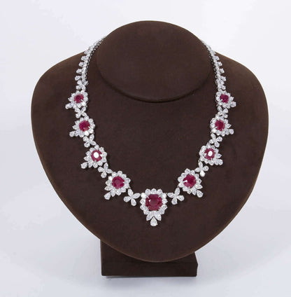 GRS CERTIFIED RUBY NECKLACE 9 CERTIFIED NATURAL 10.37CT CENTER RUBY CUSHION CUT
