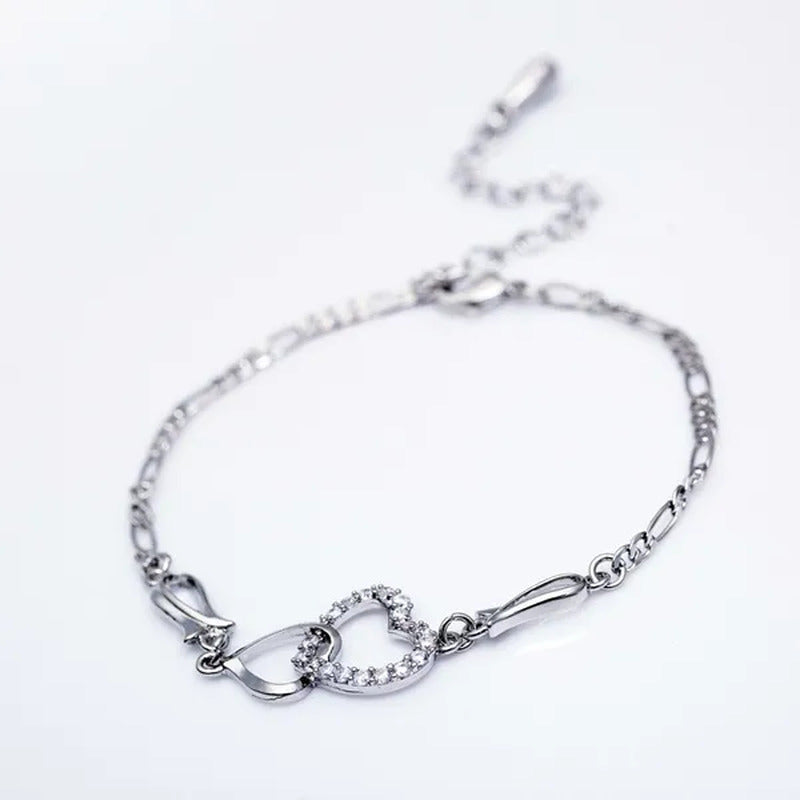 New Fashion Double Love Anklet Female Anklet Rosegold Gold Silver Bracelet for W