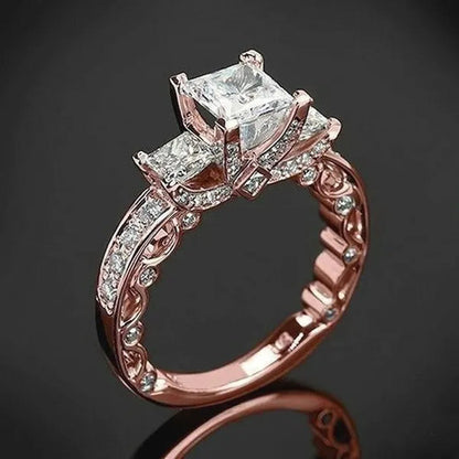 New Exquisite Princess Square Diamond Ring Classic Super Flash Engagement Ring A