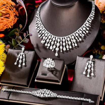New Trendy 4PCS Full Micro CZ Luxury African Jewelry Set for Women Wedding