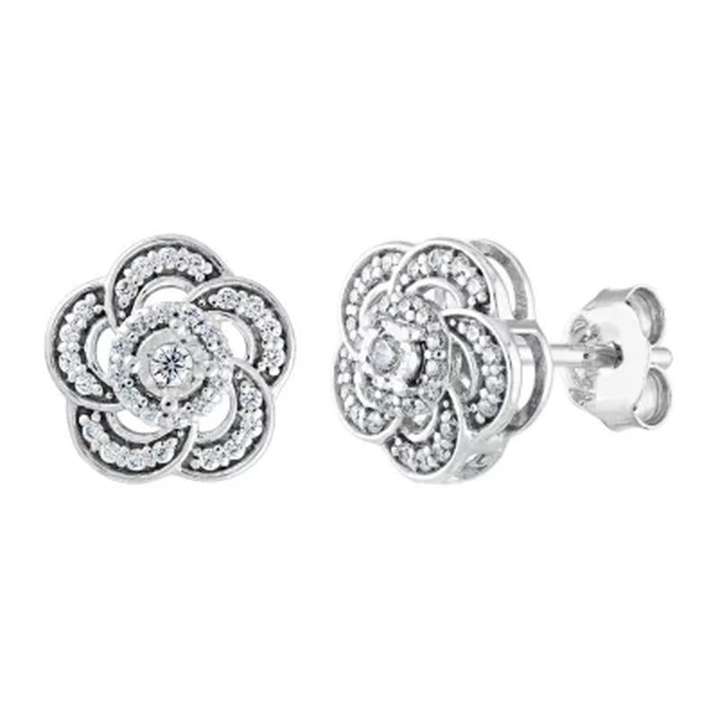 0.20 CT. T.W. Diamond Flower Earrings in 14K Gold