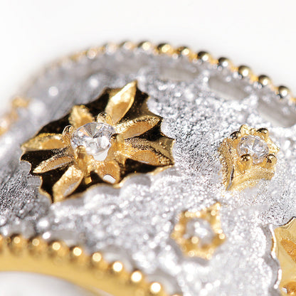 Silver Gold-Plated Ring Zircon Vintage Dichroic Salad