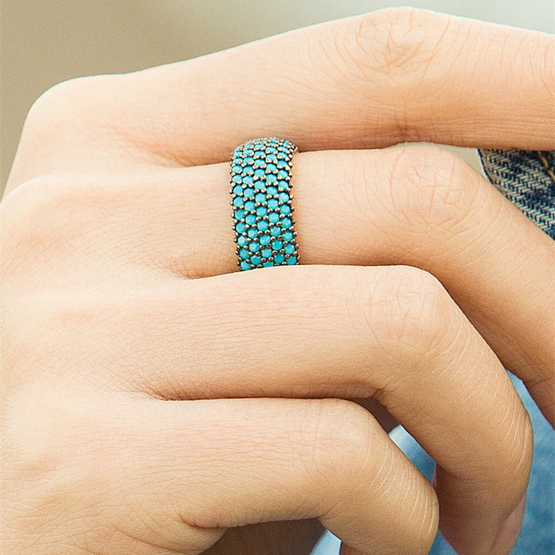 Turkish Turquoise Colored Gemstone Ring for Women