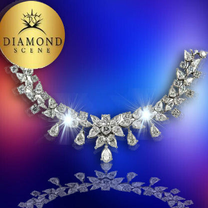 Diamond Necklace 19.40 carats of round, pear and marquise shaped  F/G VS clarity