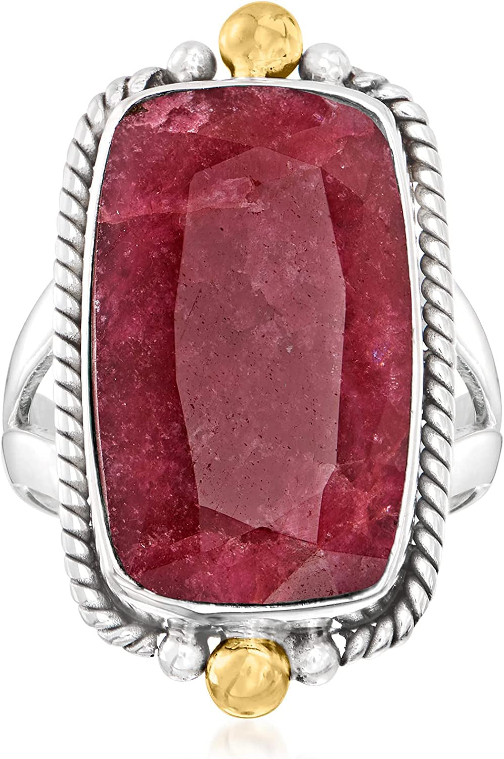9.50 Carat Ruby Ring in 2-Tone Sterling Silver