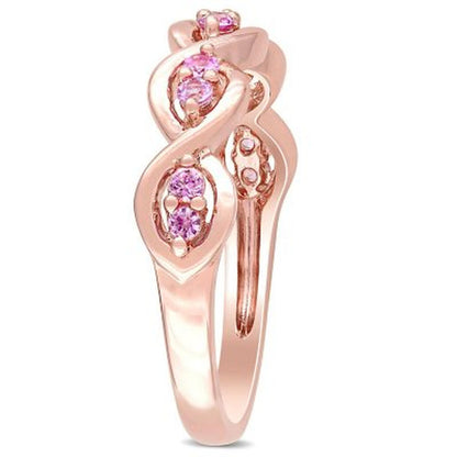 Pink Sapphire Infinity Design Ring in 14K Rose Gold