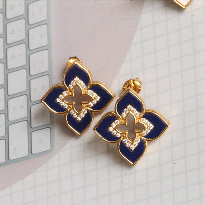 925 Sterling Silver Gilded Classic Four-Leaf Clover Earrings