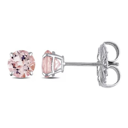 Morganite Stud Earrings in 14K White Gold