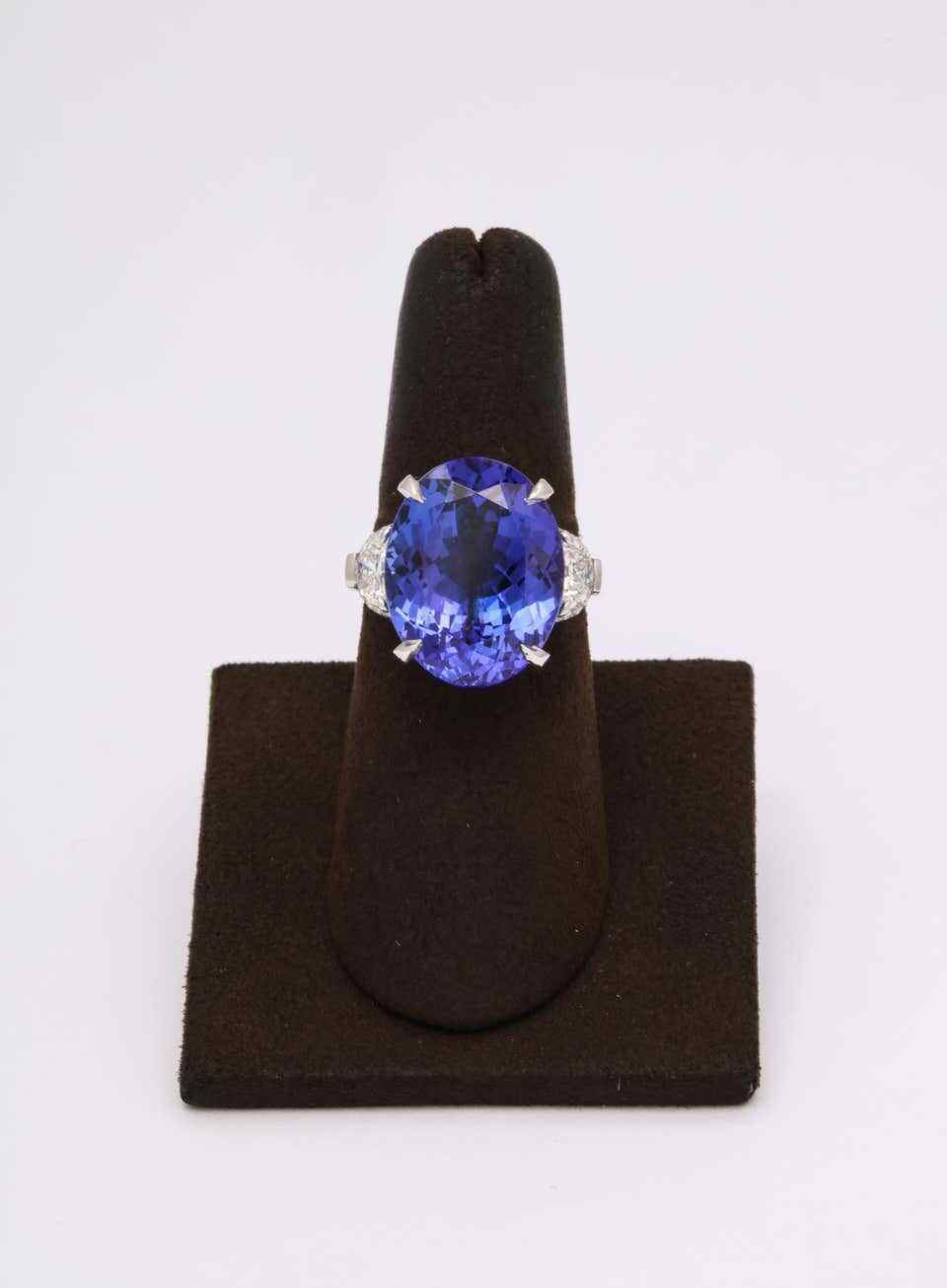 Fourteen Carat Blue Tanzanite and Diamond Ring