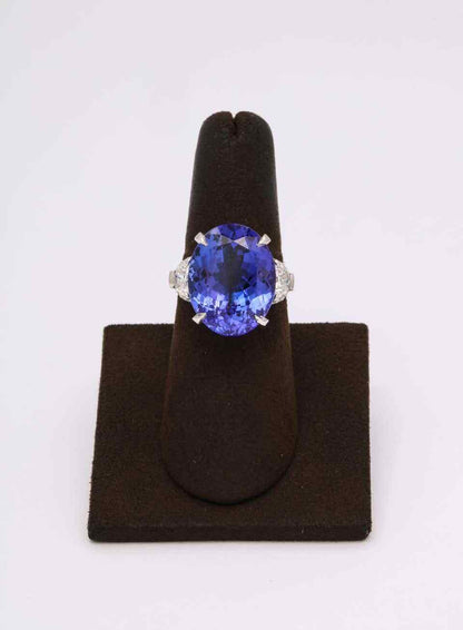 Fourteen Carat Blue Tanzanite and Diamond Ring