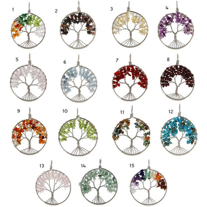 Tree of Fashion Gemstone Pendant Fit Necklace - Rainbow Color