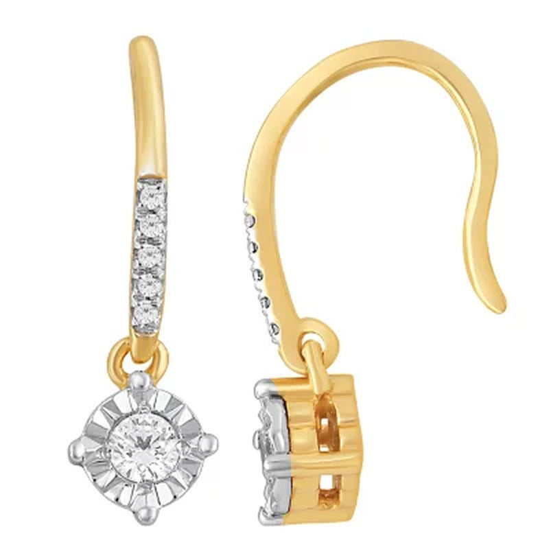 0.20 CT. T.W. Diamond Dangle Earrings in 14K Yellow Gold