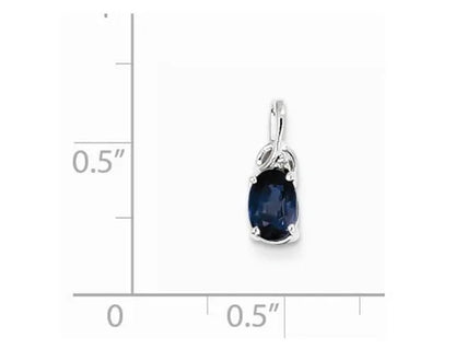 2/3 Carat (Ctw) Natural Blue Sapphire Drop Pendant Necklace in Sterling Silver w