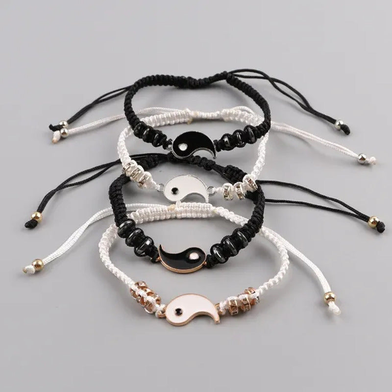2022 New Best Friend Bracelet 2 Matching Yin Yang Adjustable Rope Bracelet Neckl