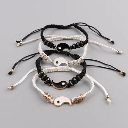 2022 New Best Friend Bracelet 2 Matching Yin Yang Adjustable Rope Bracelet Neckl