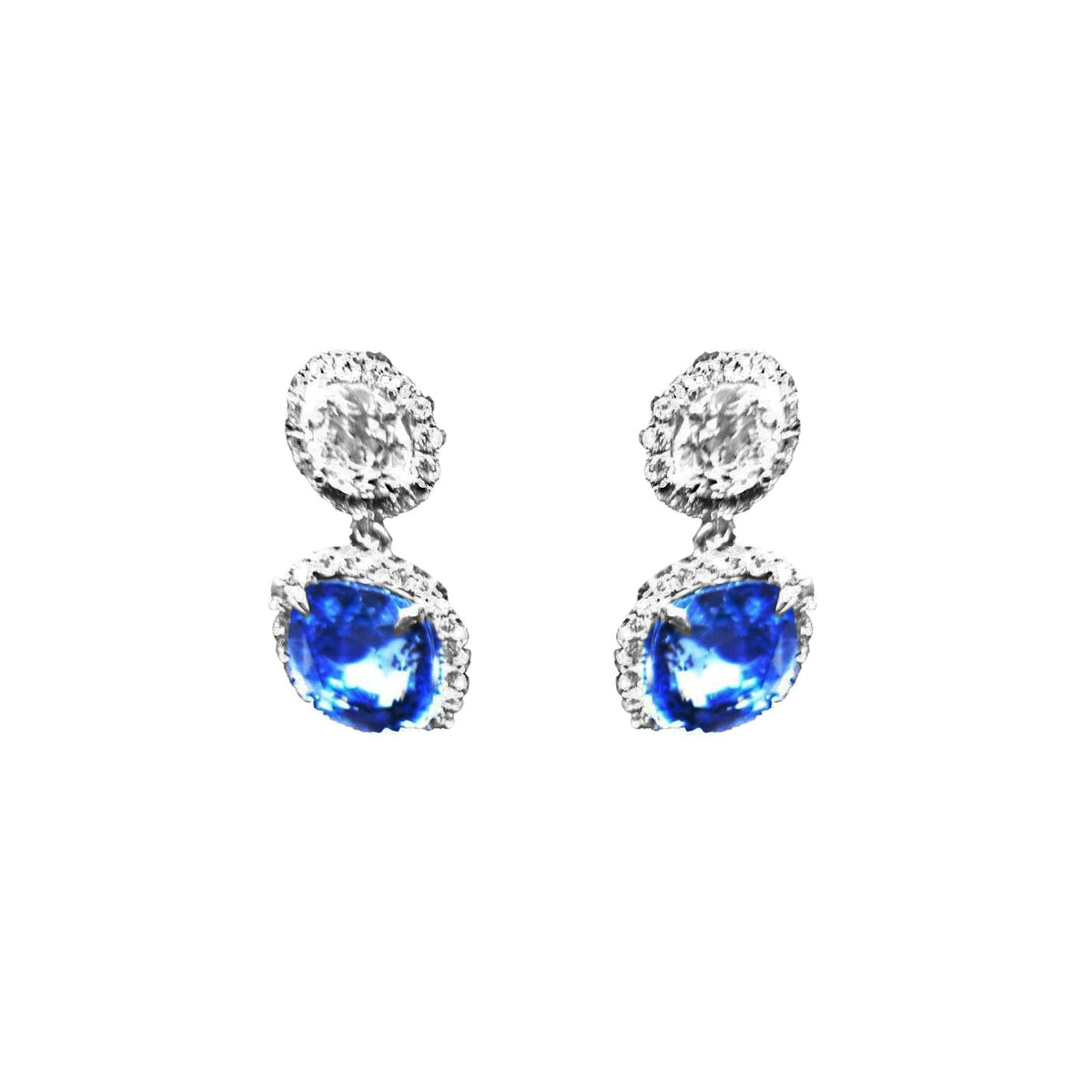 GIA Sapphire cushion drop shape 7.62 ct diamond round brilliant shape 1.68 ct