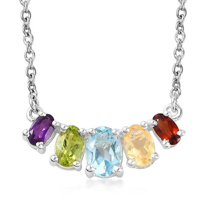 925 Sterling Silver Oval Sky Blue Topaz Necklace for Women Cttw 1.9 Fashion Gift