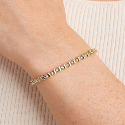 Forever Facets Fine Silver Plated Gold Tone S Shape Link Diamond Accent Tennis B