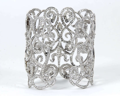 DIAMOND ROUND BRILLIANT PEAR SHAPE BIG CUFF DIAMOND SET PRONG BEZEL SET BANGLE