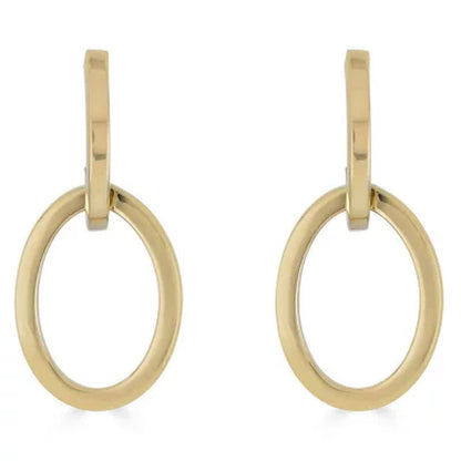 14K Yellow Gold High Polish Door Knocker Earrings