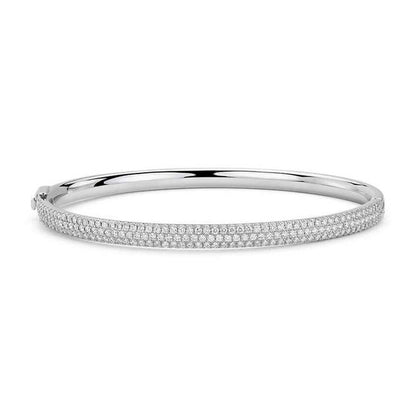 23720 9 CT Small round Cut Diamonds Womens Bangle - 14K White Gold
