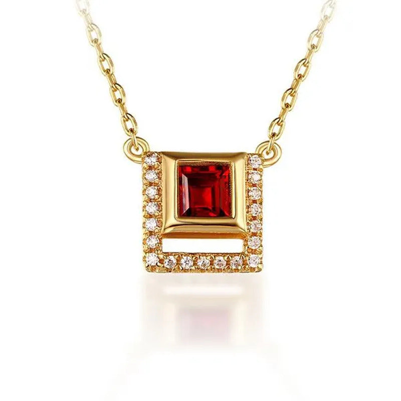 Majesty Diamonds MDS170299 0.33 CTW Princess Red Garnet Fancy Pendant Necklace i