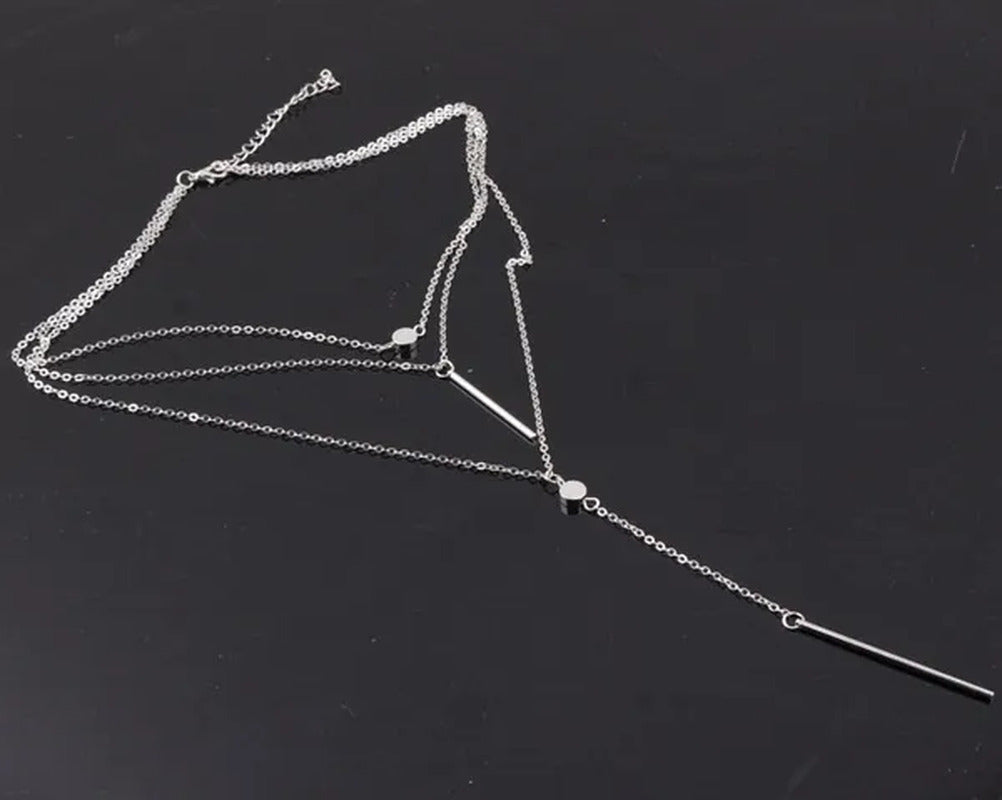 Elegant Multilayer Women Pendent Necklace Long Chain Necklace Bo