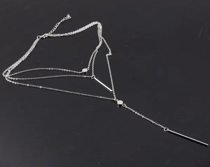 Elegant Multilayer Women Pendent Necklace Long Chain Necklace Bo