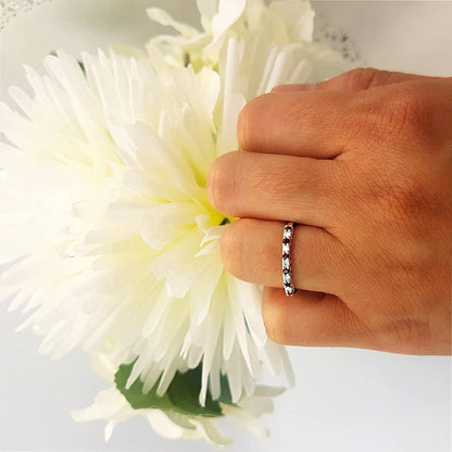 round Ruby and White Diamond Half round Ladies Anniversary Vintage Style Stackab