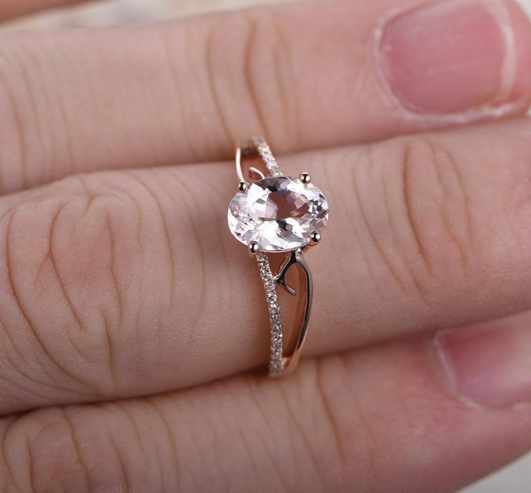 Antique 1.25 Carat Peach Pink Morganite and Diamond Engagement Ring with 18K Gol