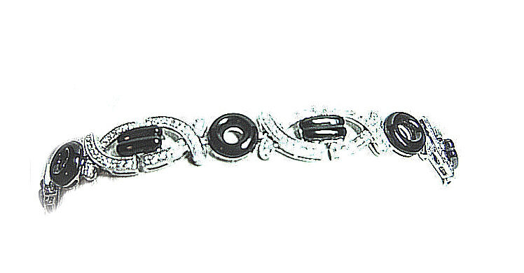 DIAMOND BLACK ENAMUEL BRACELET DIAMOND WHITE ENAMEL BLACK CABOCHON BRACELET