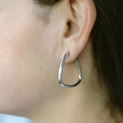 Italian Sterling Triangular Geometric Hoop Ears