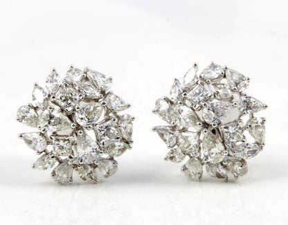 6.12 carats of F/G VS pear mrque prncss Multi Shape Diamond Cluster Earring 18 k